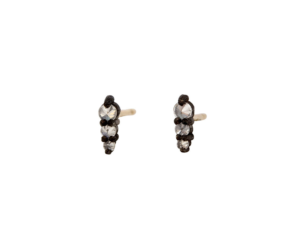 Tiny Triple Inverted Diamond Stud Earrings