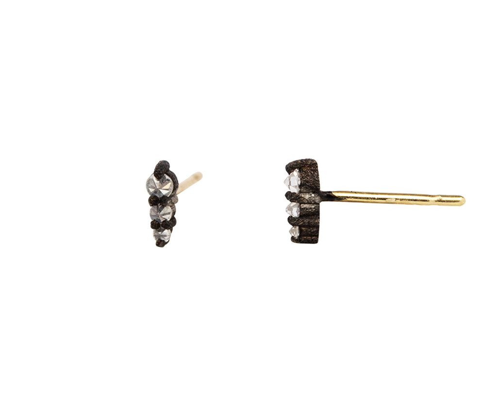 Tiny Triple Inverted Diamond Stud Earrings