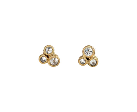 Gold Inverted Diamond Trio Post Earrings