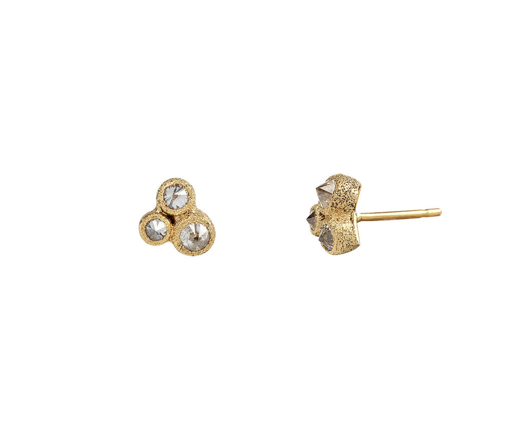 Gold Inverted Diamond Trio Post Earrings