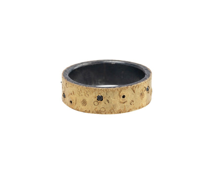 Urban Garden Motif Men's Band with Black Diamonds