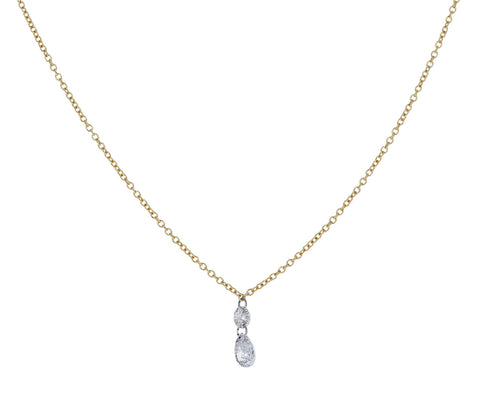 Round and Pear Shaped Diamond Duo Necklace
