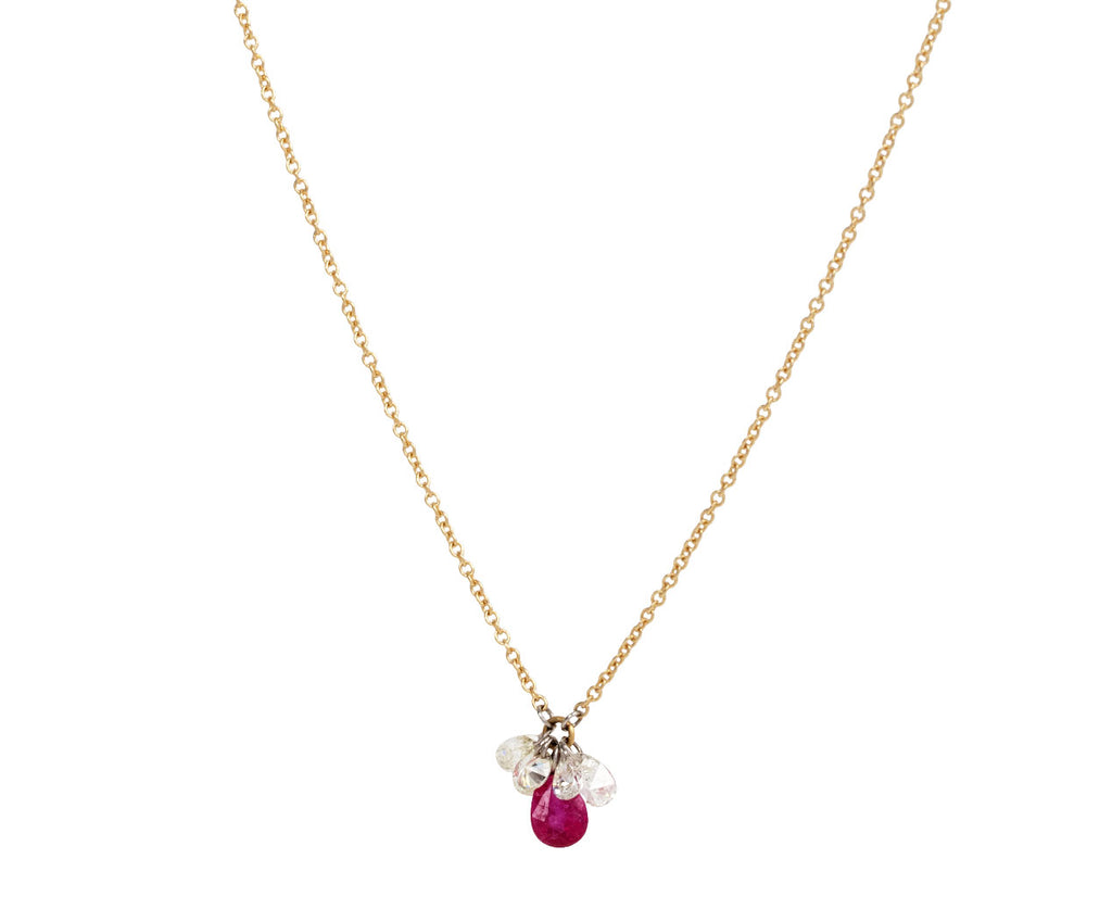 Todd Pownell Ruby and Diamond Cluster Pendant Necklace Side
