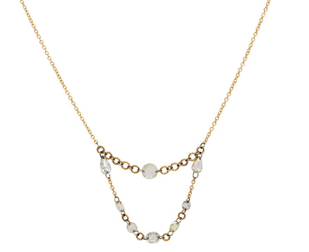 Todd Pownell Round Rose Cut Diamond Chain Dangle Necklace