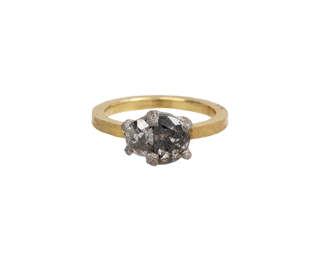 Todd Pownell Dark Toned Double Half Moon Diamond Solitaire Ring