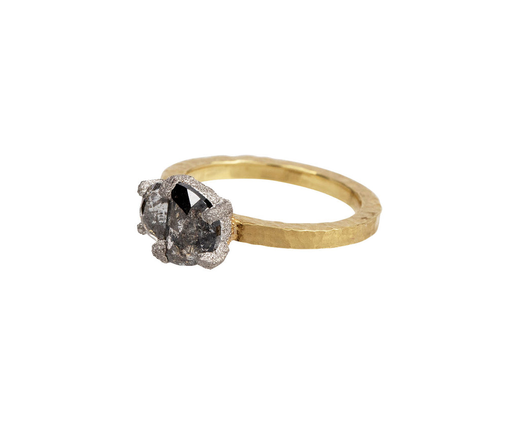 Todd Pownell Dark Toned Double Half Moon Diamond Solitaire Ring Side