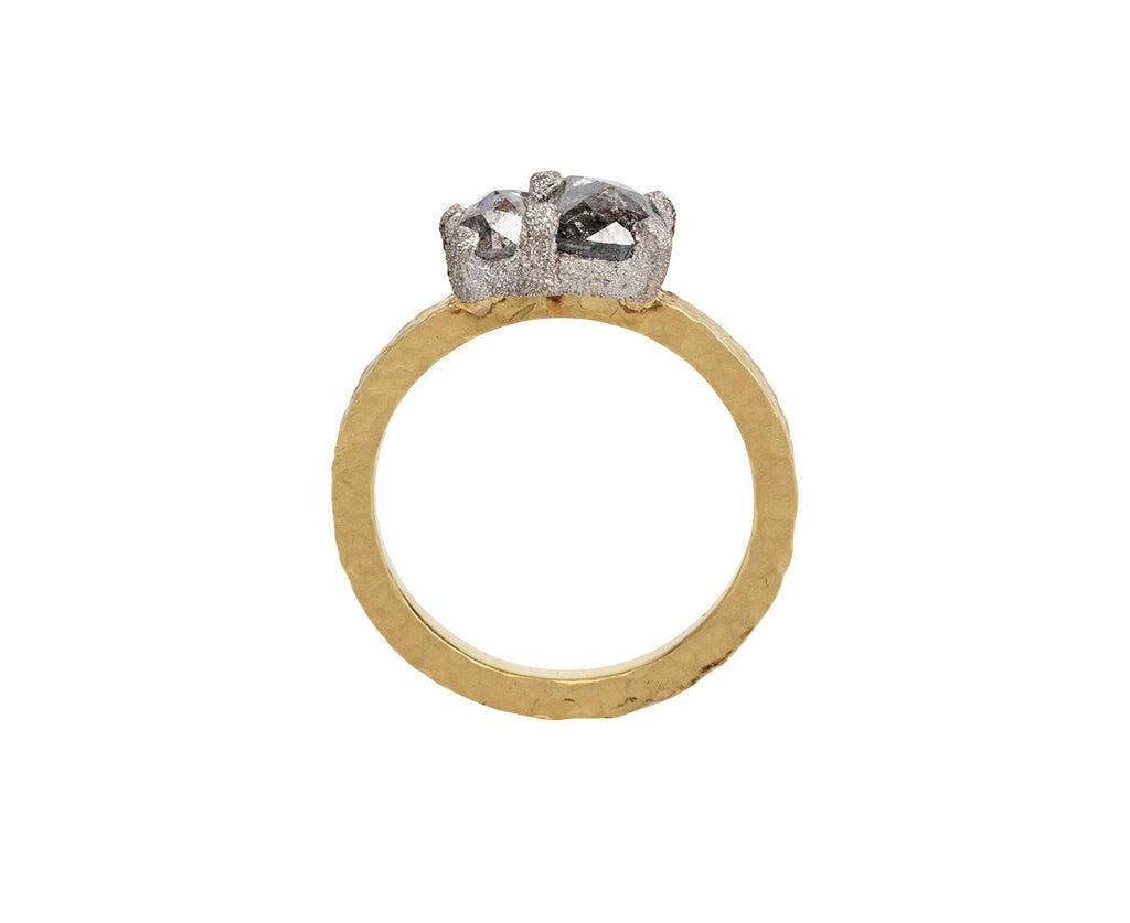 Todd Pownell Dark Toned Double Half Moon Diamond Solitaire Ring Top