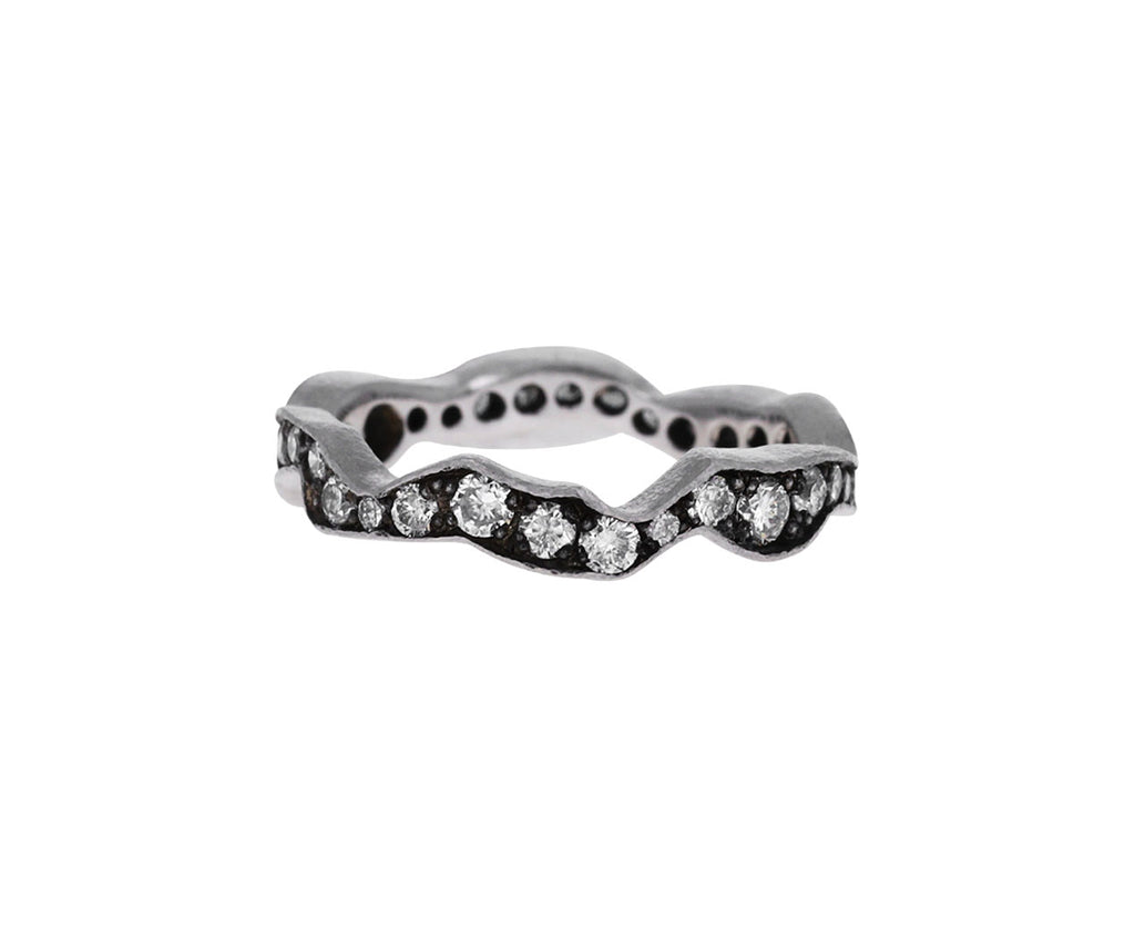 Platinum Wide Wavy Full Cut Diamond Band