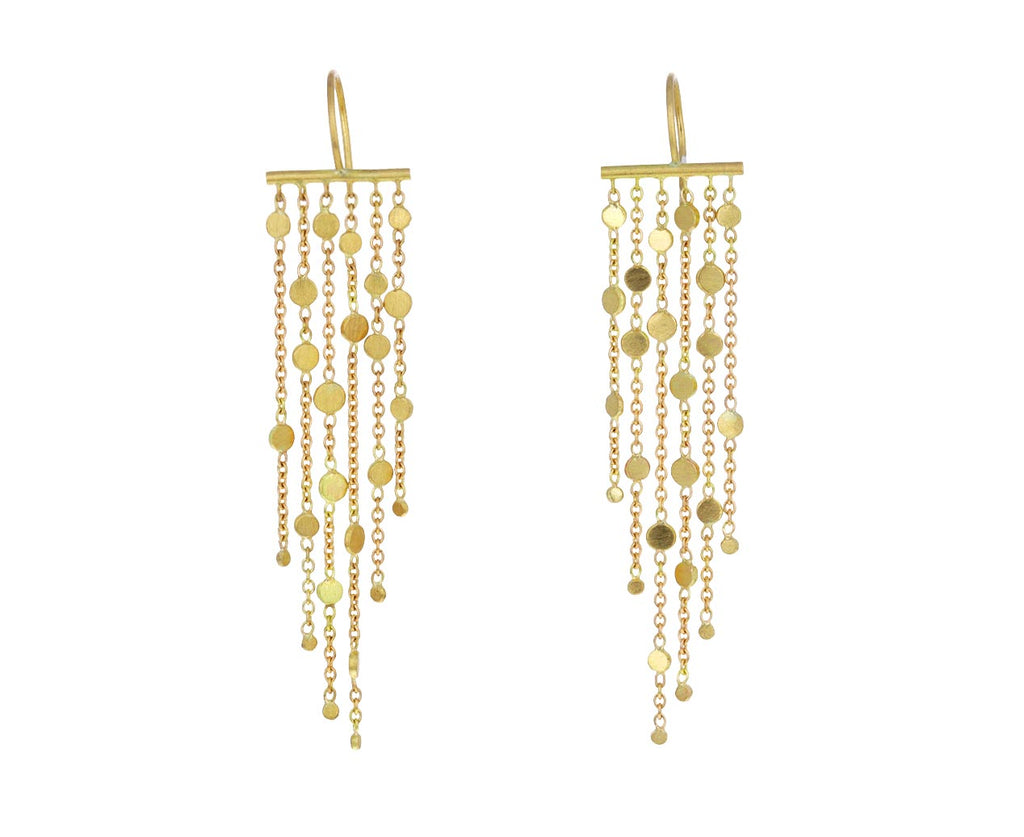 Gold Six Strand Falling Dust Earrings