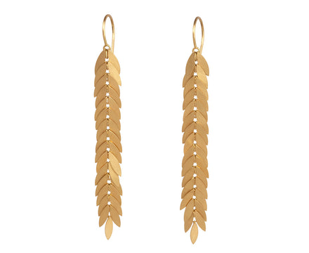 Sia Taylor Gold Long Falling Leaf Earrings