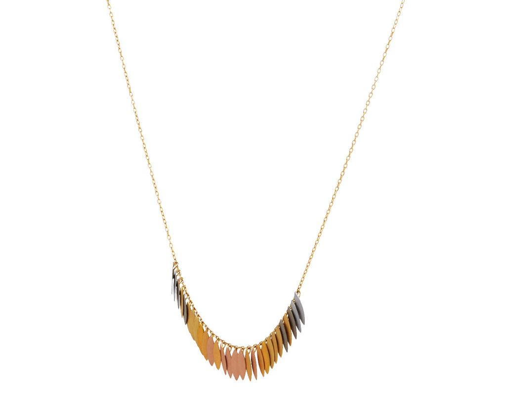 Sia Taylor Rainbow Gold Leaf Arc Necklace Side View