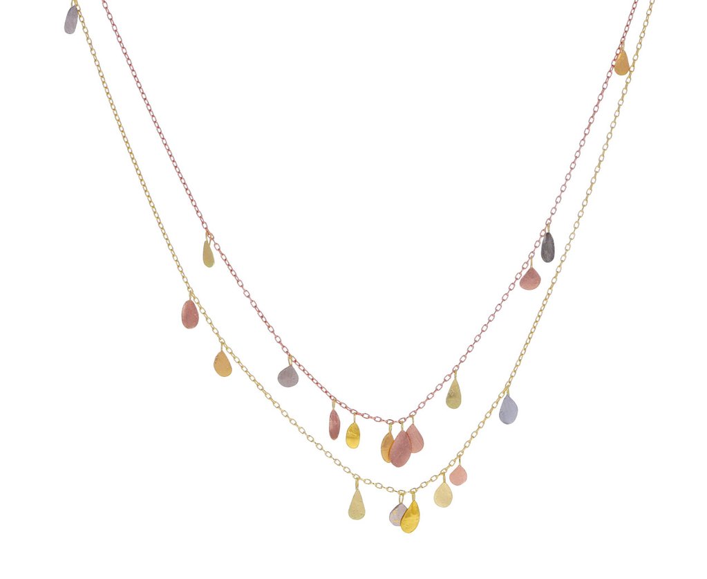 Double Strand Mixed Gold Raindrop Necklace