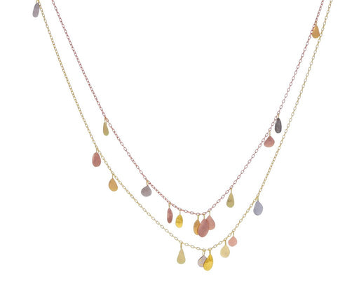 Double Strand Mixed Gold Raindrop Necklace