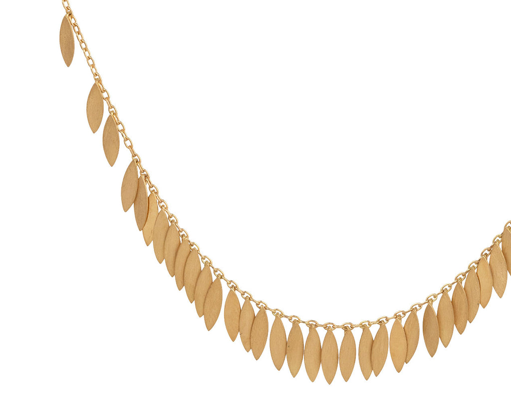 Sia Taylor Gold Scattered Leaf Necklace Close Up