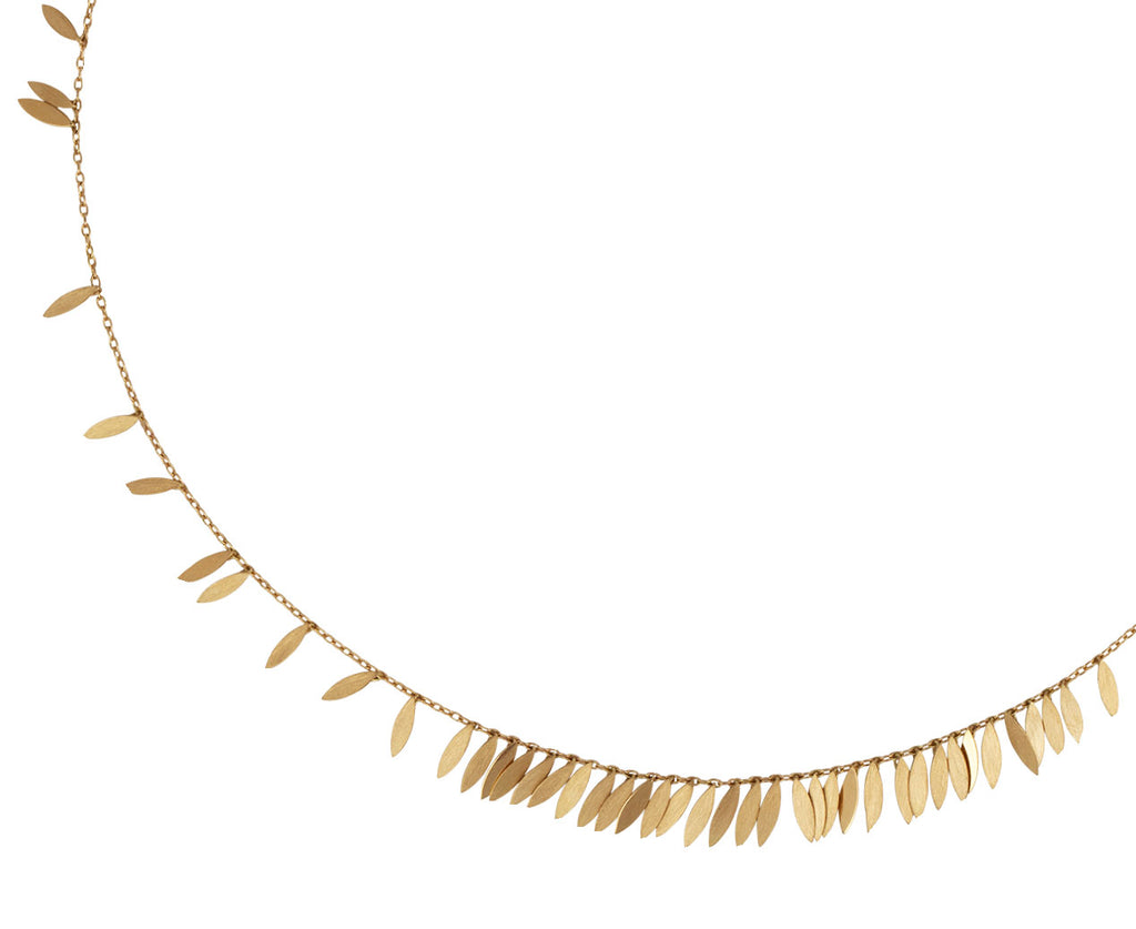 Sia Taylor Gold Scattered Leaf Necklace Close Up