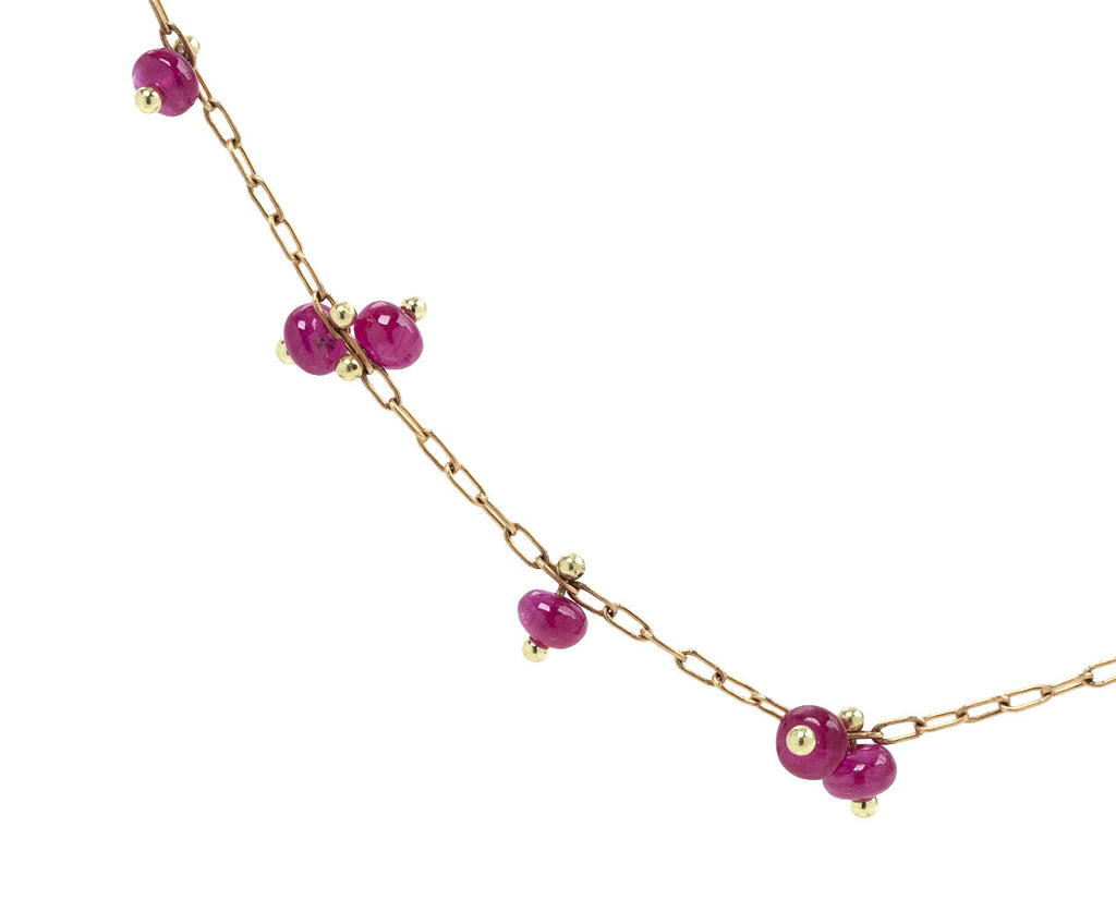 TenThousandThings Double Studded Ruby Mid-Length Necklace Close Up