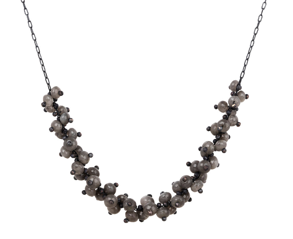 TenThousandThings Beaded Gray Quartz Spiral Cluster Pendant Necklace