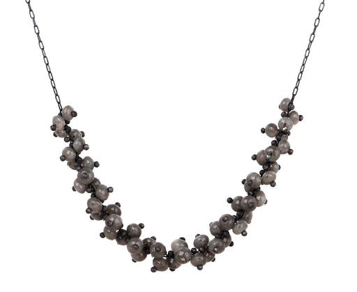 TenThousandThings Beaded Gray Quartz Spiral Cluster Pendant Necklace