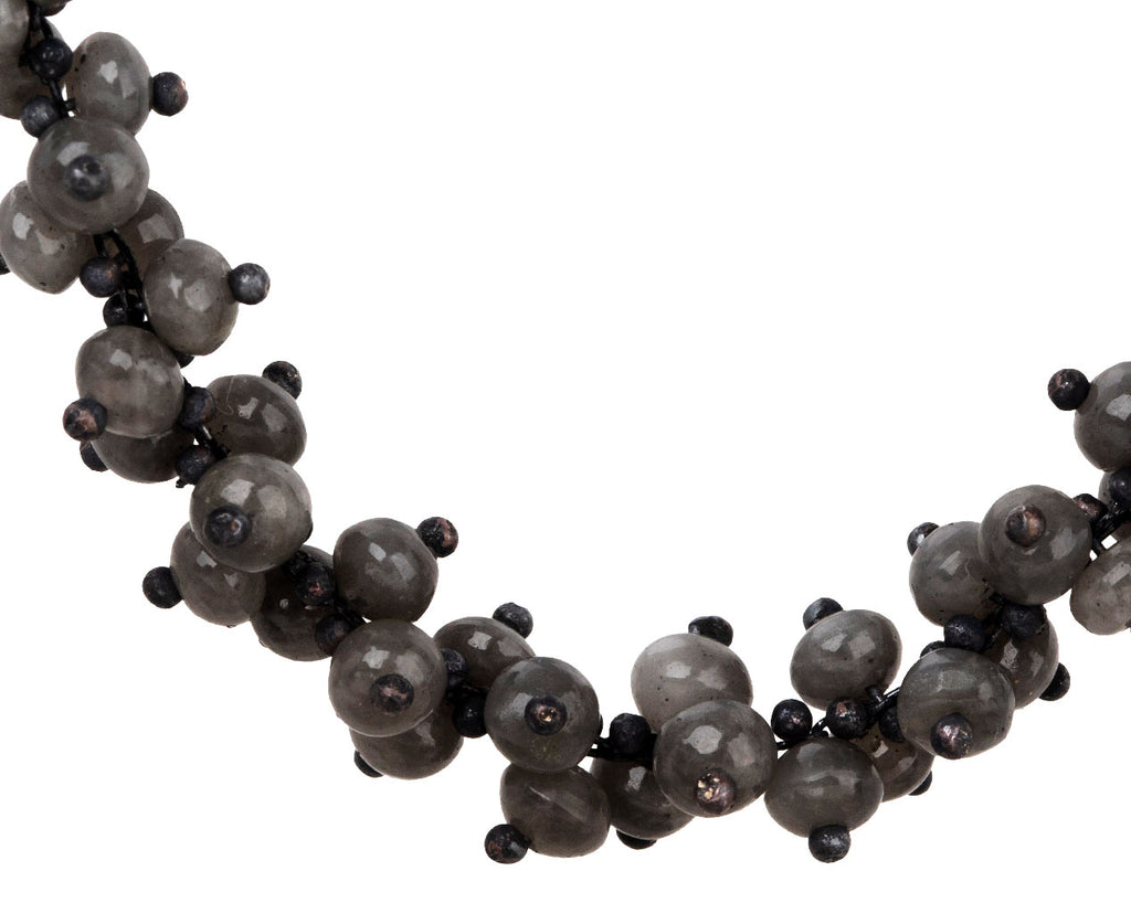 TenThousandThings Beaded Gray Quartz Spiral Cluster Pendant Necklace Close Up