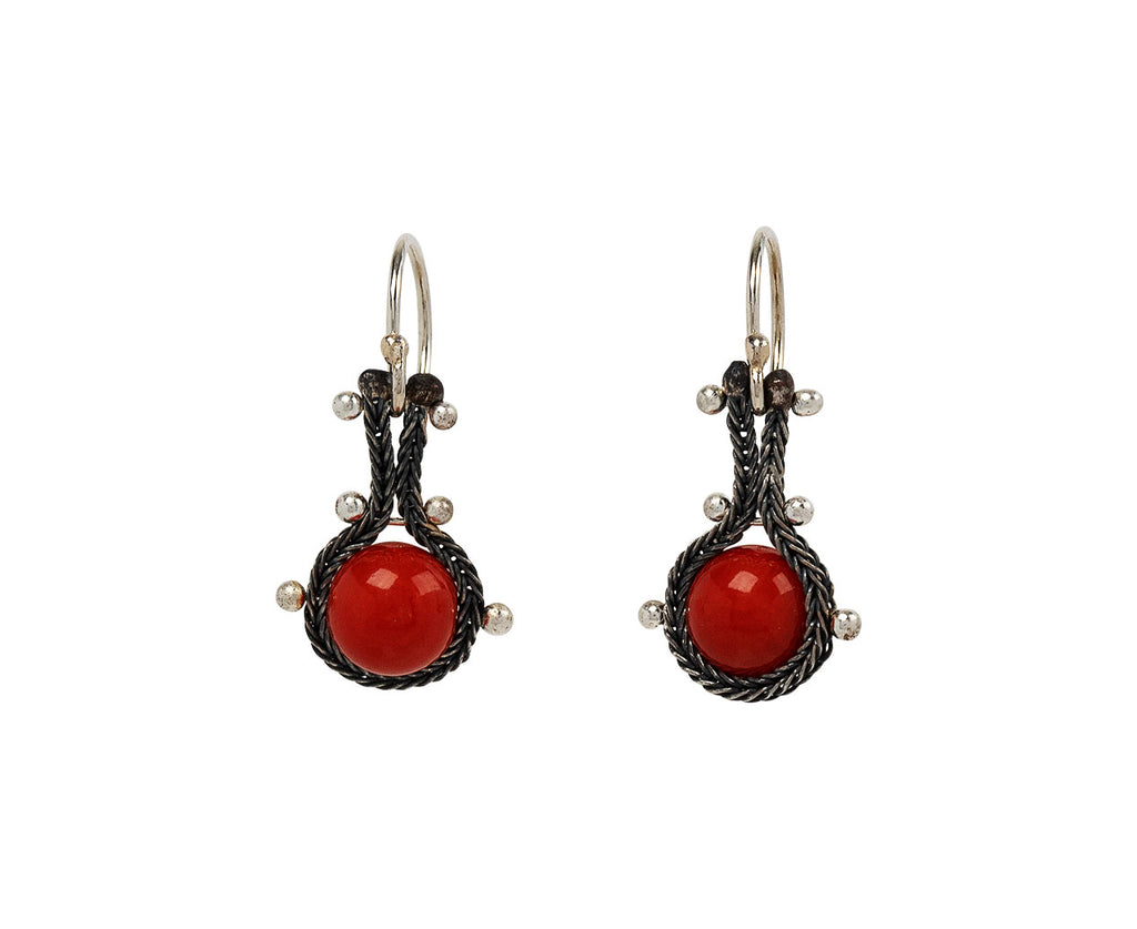 Wrapped Coral Chain Foxtail Earrings