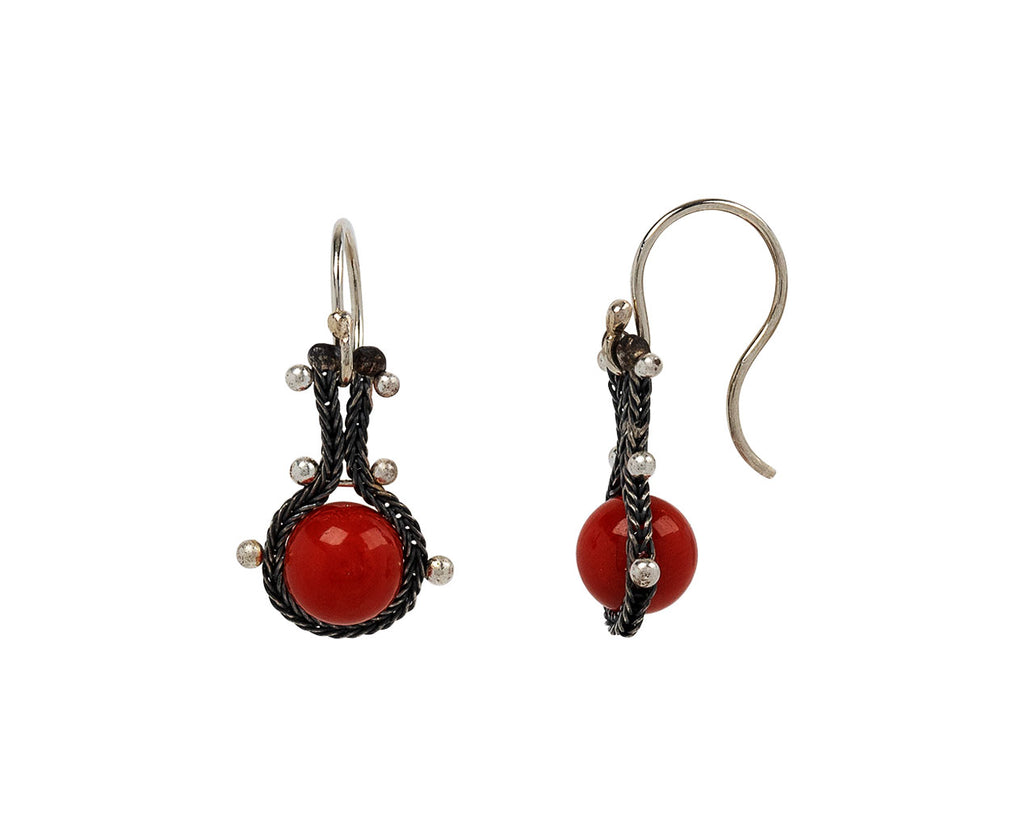 Wrapped Coral Chain Foxtail Earrings