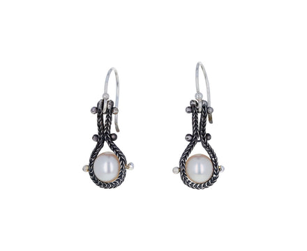 White Pearl Chain Earrings