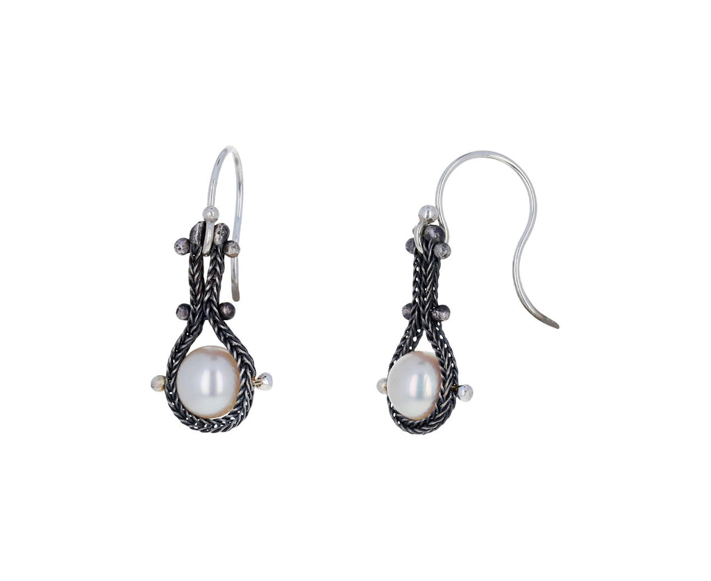 White Pearl Chain Earrings