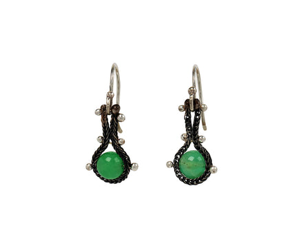 Wrapped Chrysoprase Chain Foxtail Earrings