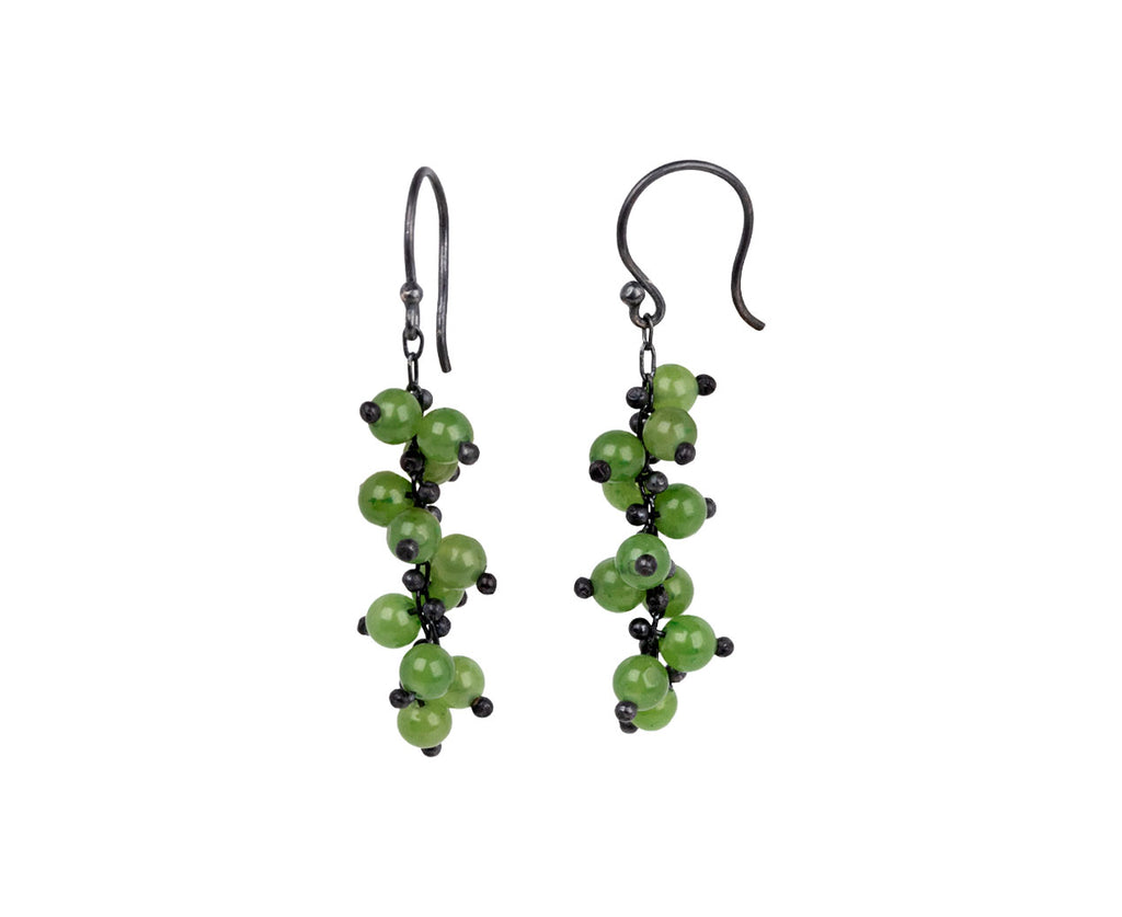 TenThousandThings Beaded Jade Spiral Earrings Side View