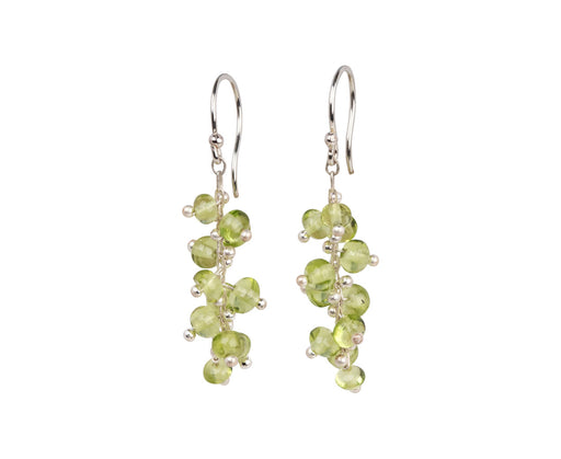 Beaded Peridot Spiral Earrings