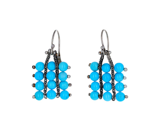 Turquoise Bead Square Earrings