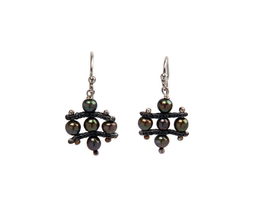 TenThousandThings Black Pearl Crest Earrings