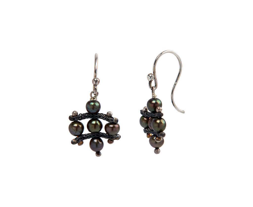 TenThousandThings Black Pearl Crest Earrings Side View