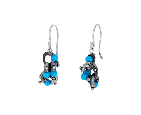 Turquoise and Silver Loop Earrings