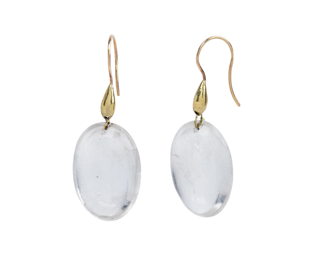 TenThousandThings Hand Cut Rock Crystal Oval Earrings Side View