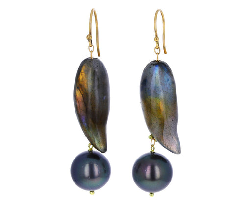 Labradorite and Tahitian Pearl Earrings