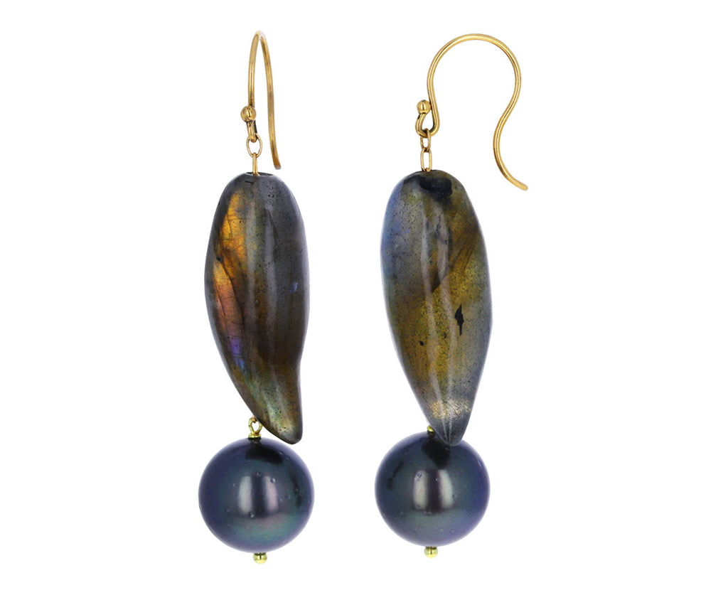 Labradorite and Tahitian Pearl Earrings