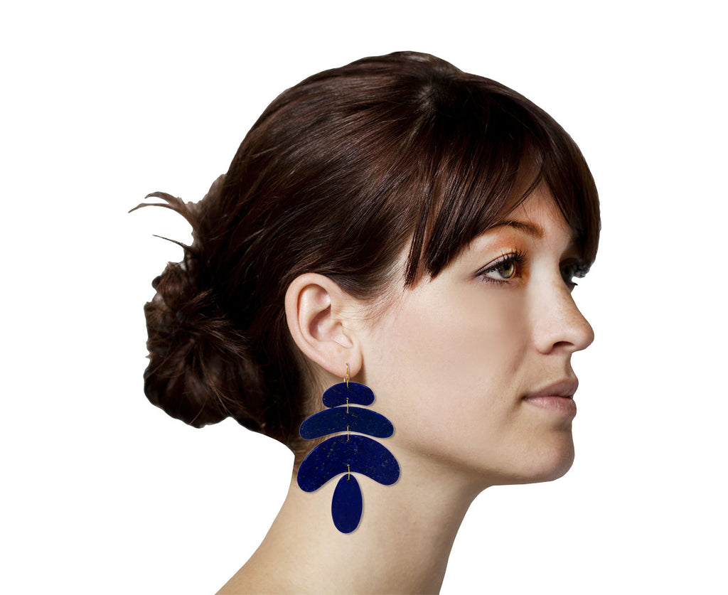 Large Lapis Totem Earrings