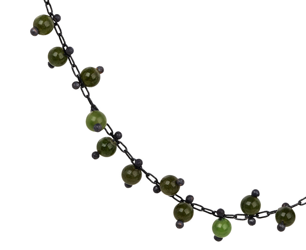 TenThousandThings Beaded Jade Spiral Choker Necklace Close Up