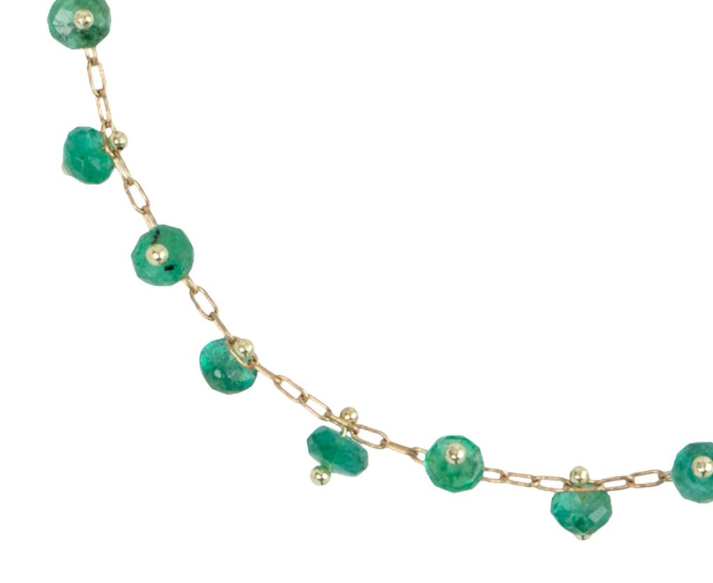 TenThousandThings Gold and Emerald Double Studded Beaded Bracelet Close Up