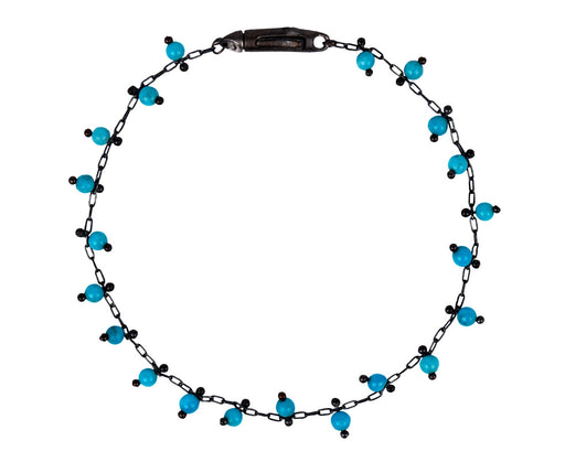 TenThousandThings Oxidized Sterling Silver Turquoise Studded Bracelet