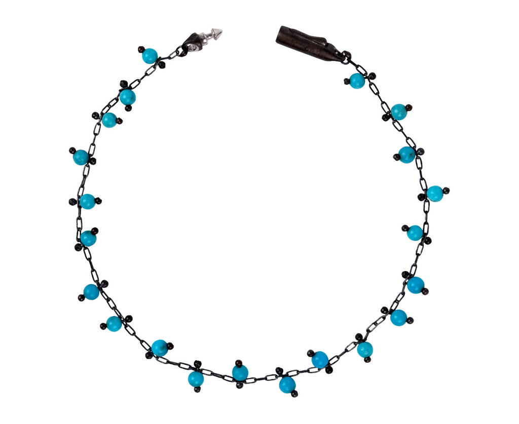 Oxidized Sterling Silver Turquoise Studded Bracelet