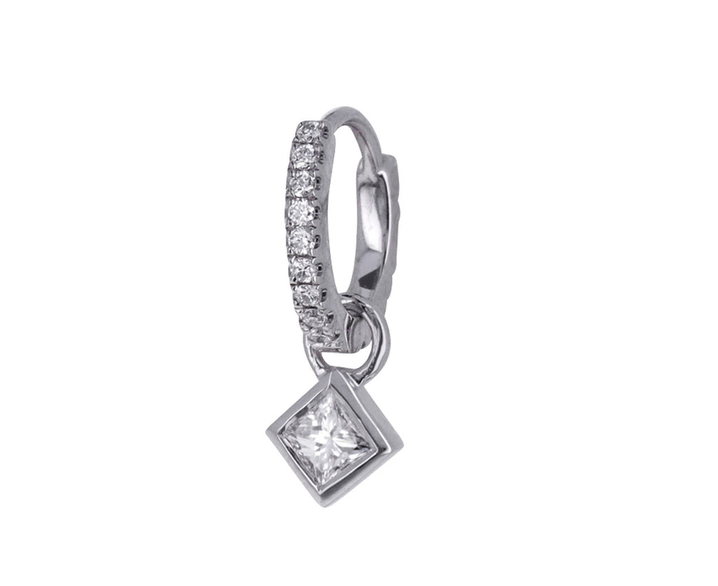 White Gold and Princess Cut Diamond Charm ONLY
