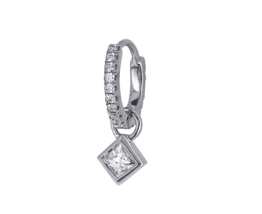 White Gold and Princess Cut Diamond Charm ONLY