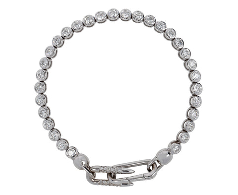 Uniform Object White Gold Diamond Modular Bracelet with Diamond Spur Clasp