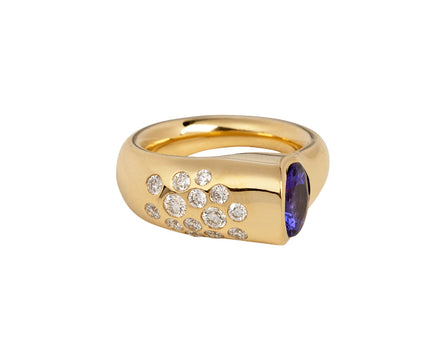 Tanzanite and Diamond Battery Ring