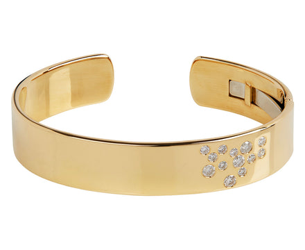 Uniform Object Diamond Open Cuff Bracelet