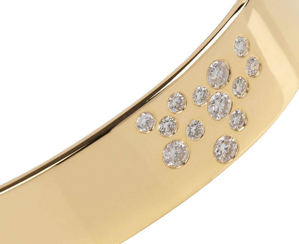14K Yellow Gold Floral Diamond Cuff Bracelet
