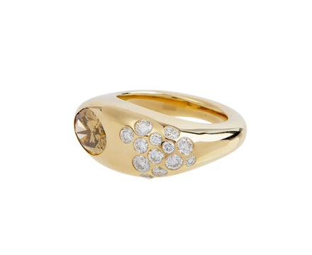 Uniform Object Champagne Diamond Dowry Ring Side View