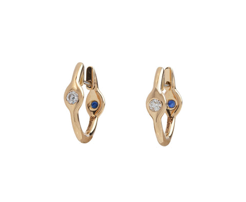 Uniform ObjectDiamond and Sapphire Reversible Heavy Metal Hoop Earrings